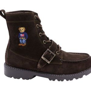 Polo Ralph Lauren Ranger Hi II Sweater Bear American Flag Buckle Youth size 4-6